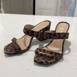 Stuart Weitzman Suede Animal Print Sandal - Size 9